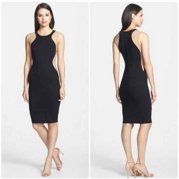 Bailey 44 Barbie Pink Bountiful Mesh Cutout Illusion Bodycon Midi Dress Size M - Picture 2 of 9